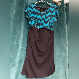 NEED GONE JcPenney blue and black belted dress